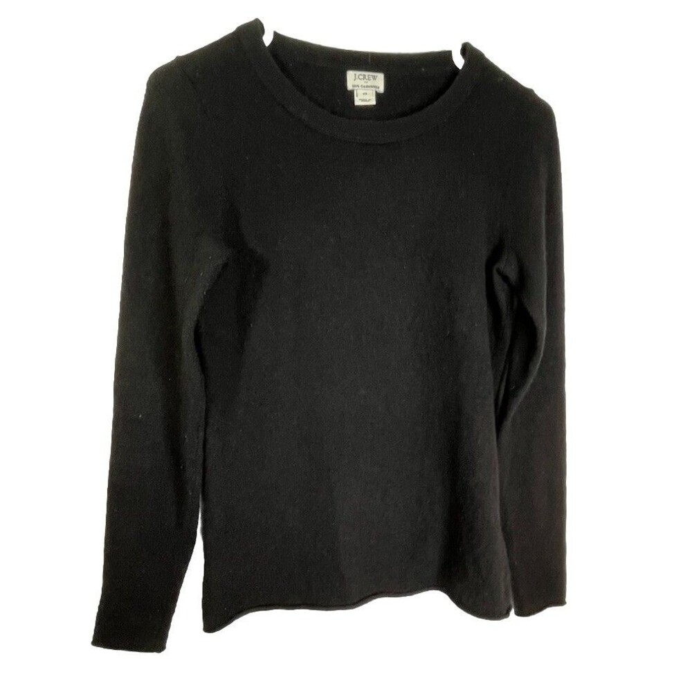 J.Crew Cashmere Jet Black Sweater XS Natural Fiber Blouse Top